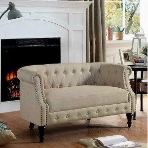 Royal Style - QH23 : Ghế Sofa Đôi - Màu Kem